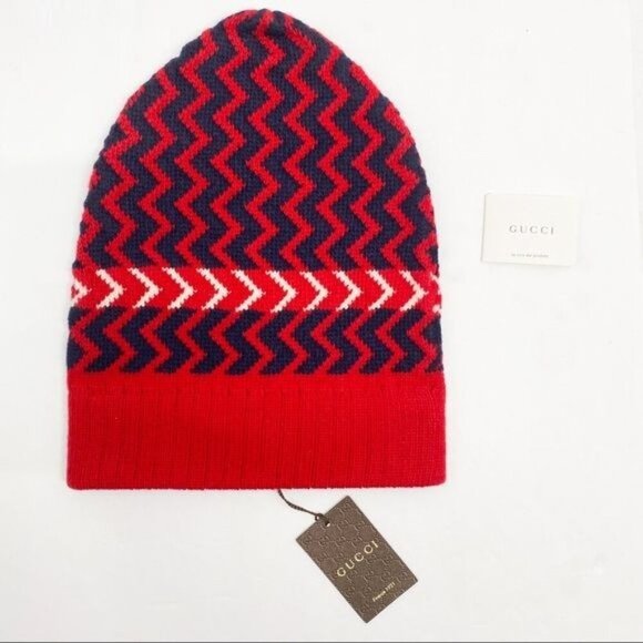 NWT Gucci Zaggede Wool Hat In Deep Red Size M - Picture 2 of 10